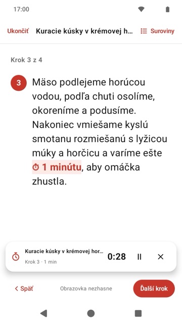 Režim Varím krok po kroku