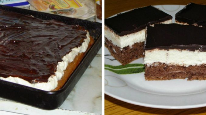 Piškótový koláč s čokoládou a famóznou nadýchanou plnkou – pripravený za 20 minút!