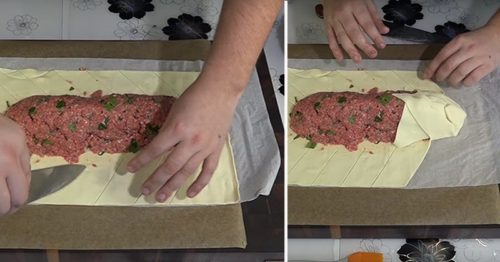 Výborný recept na jednoduchú večeru, ktorá zasýti. Bochník z lístkového cesta plnený mäsom a vajíčkom!