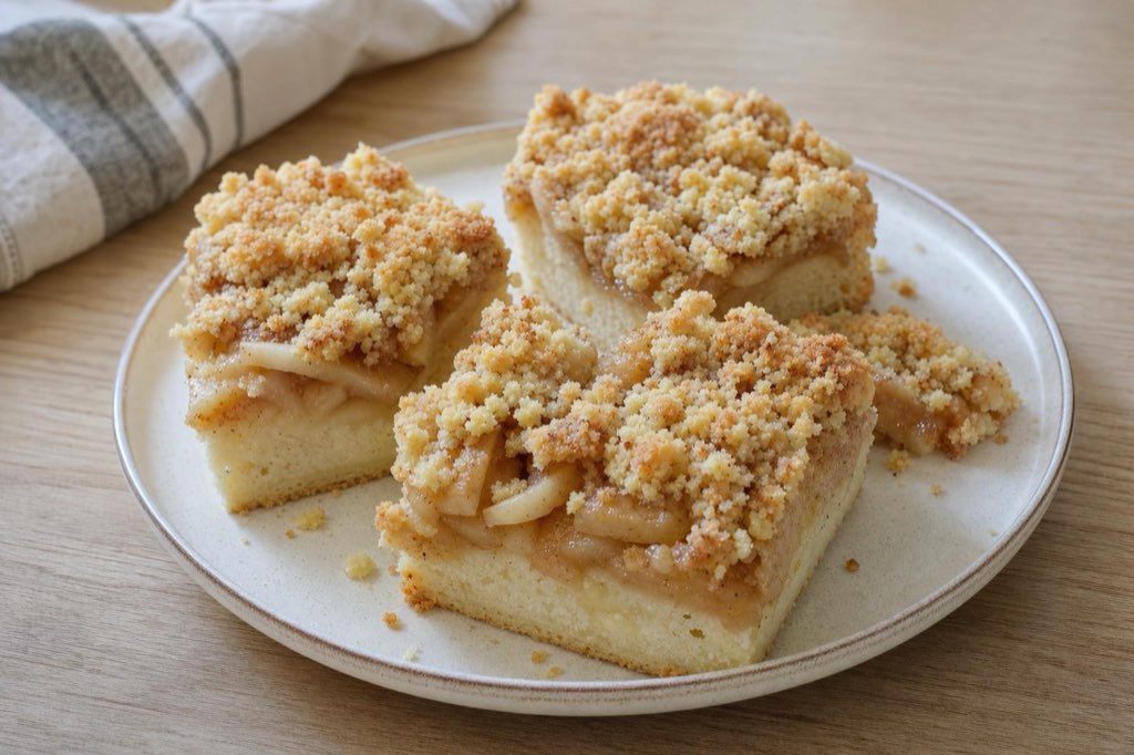 Pear streusel cake: pear juices keep it moist the next day