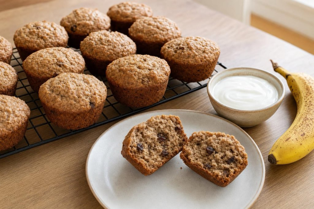 Banánové muffiny s jogurtom bez pridaného cukru a tuku
