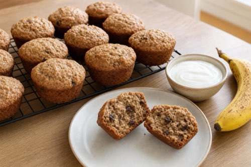 Banánové muffiny s jogurtom bez pridaného cukru a tuku