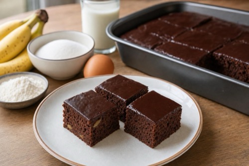 Banánový zákusok s ganache z horkej čokolády