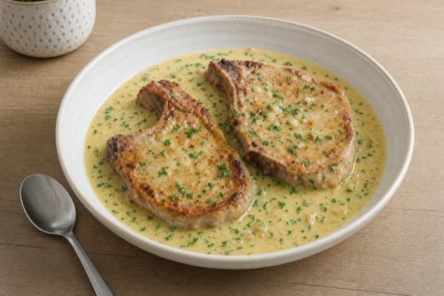 Pork chops with creamy mustard sauce