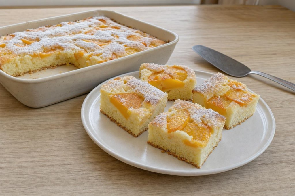 Peach bublanina: Slovak yogurt sheet cake