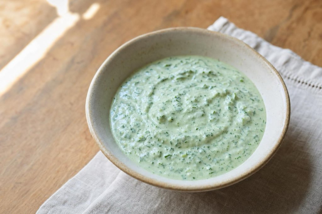 Bryndzová omáčka: sheep cheese sauce with yogurt
