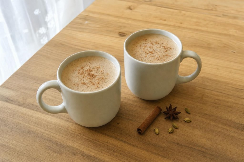 Creamy chai latte with cinnamon, cardamom and ginger: make 2 cups in 15 minutes