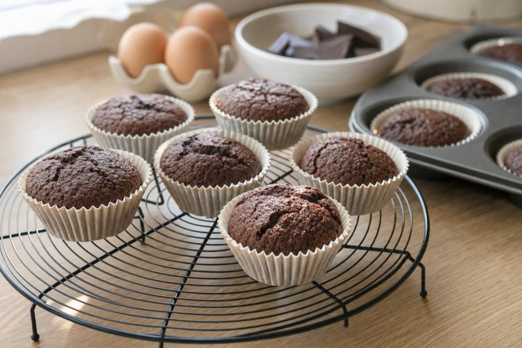 Three-ingredient chocolate muffins