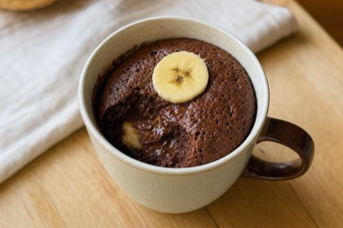 Chocolate and banana mug cakes