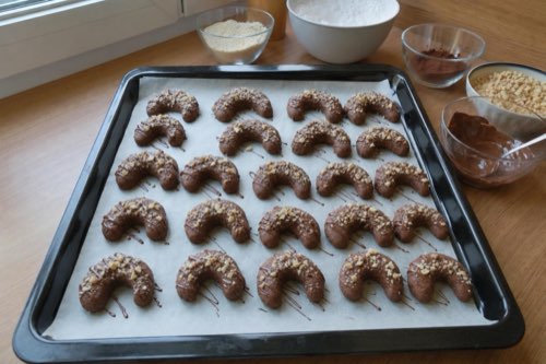 Chocolate almond crescent cookies