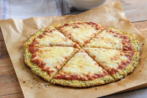 Zucchini crust pizza with egg and Parmesan