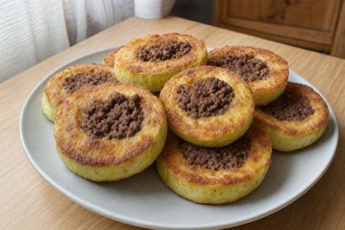 Cuketové krúžky plnené mletým hovädzím v cestíčku