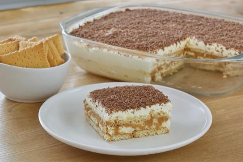 Dezert karamelka s mascarpone a sušienkami – bez pečenia