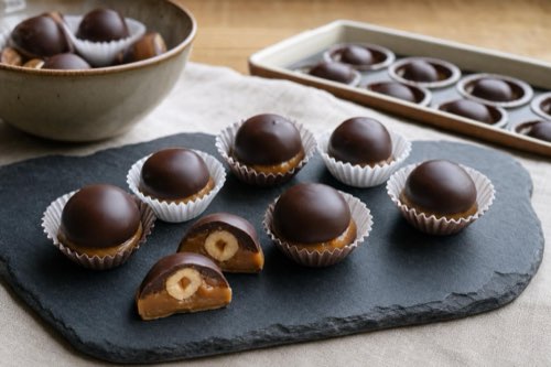 Domáce toffifee z karamelových cukríkov a lieskovcov