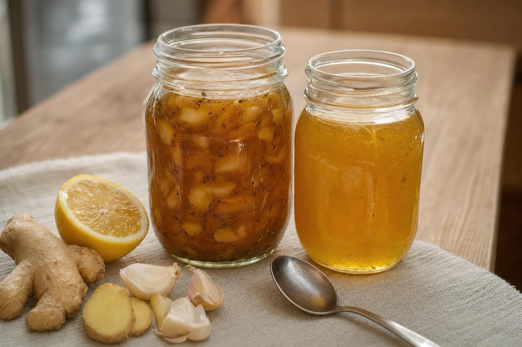 Domáci cibuľovo-cesnakový sirup s medom a bylinkami