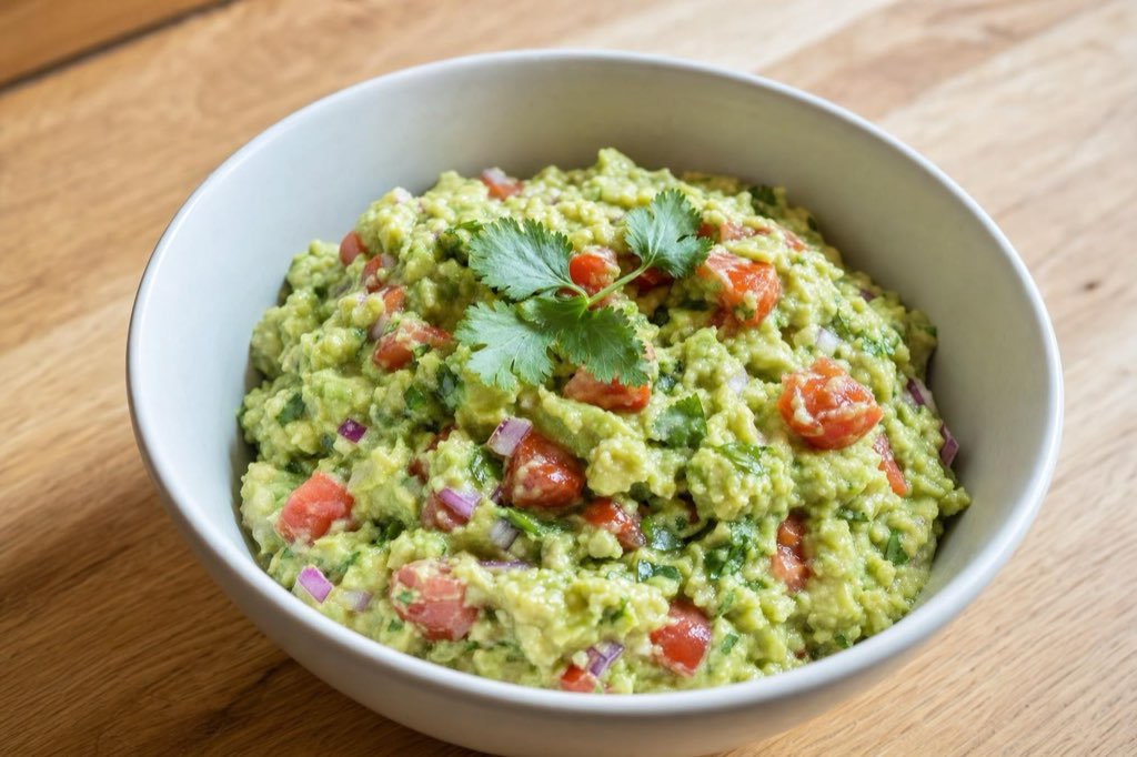 Guacamole z avokáda s cherry paradajkami a koriandrom