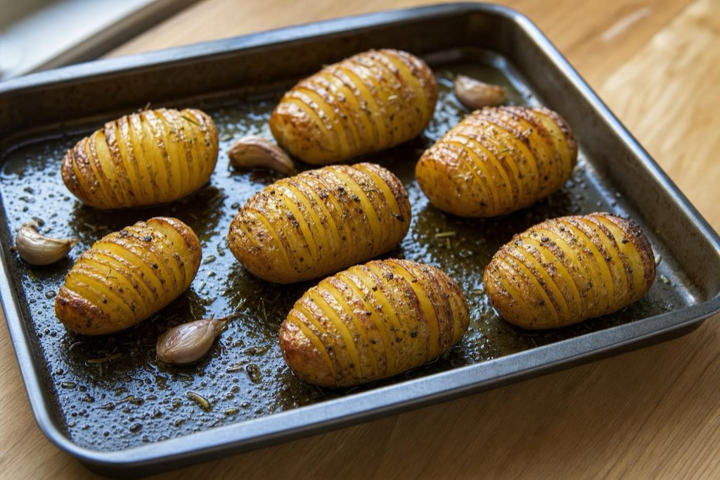 Hasselback potatoes with herbs and sea salt