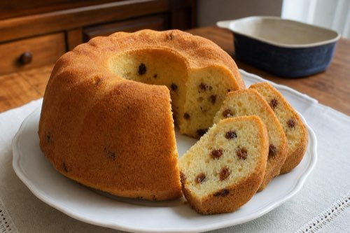 Kefir-Gugelhupf mit Rosinen nach Tassenmaß