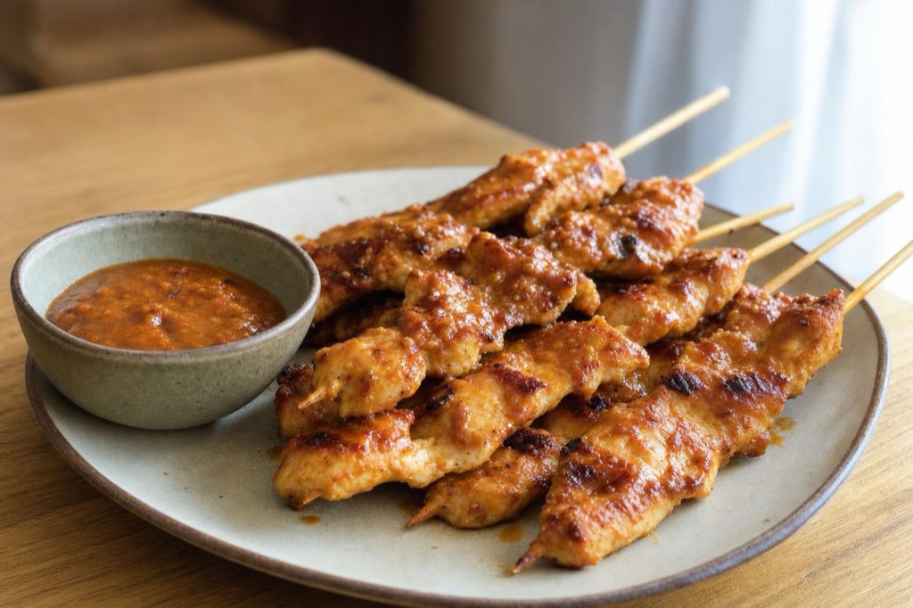 Indonesian chicken satay with peanut sauce