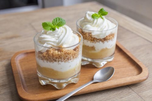 Applesauce parfaits with caramelized bread crumbs
