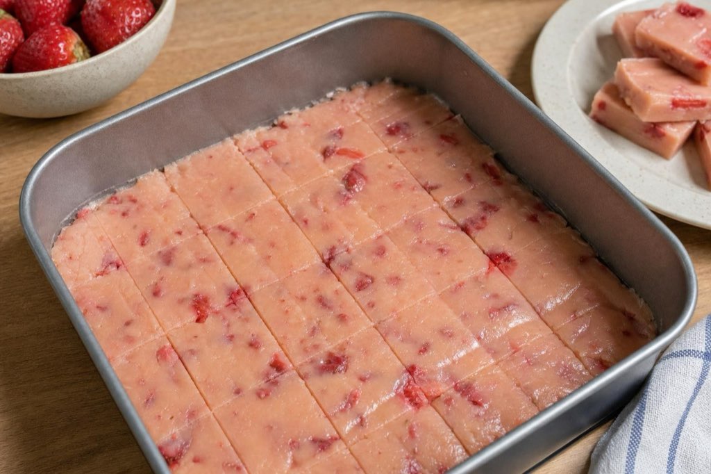 Strawberry fudge with sweetened condensed milk