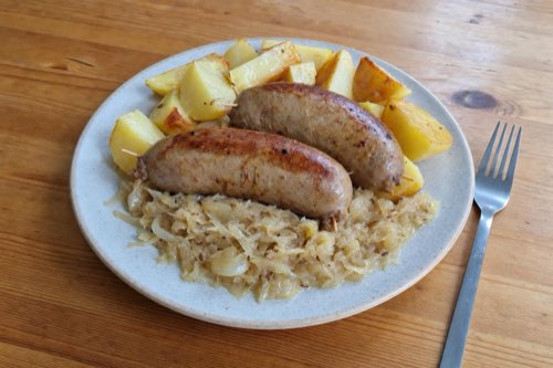 Jaternice: Slovak liver sausages with sauerkraut