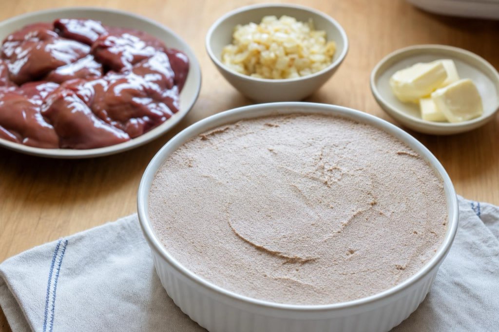 Smooth chicken liver pâté with cream