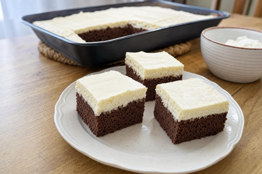 Quark cream layer cake with cocoa
