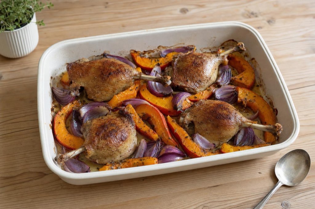 Roasted duck legs with Hokkaido pumpkin