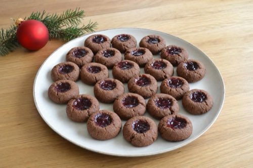 Chocolate-orange thumbprint cookies with lard