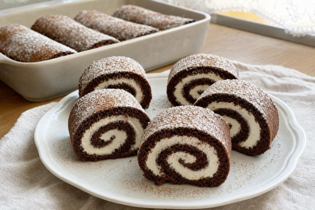 Kakaové mini rolády s tvarohovou plnkou