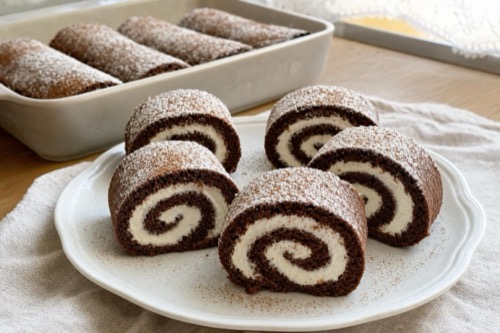 Kakaové mini rolády s tvarohovou plnkou