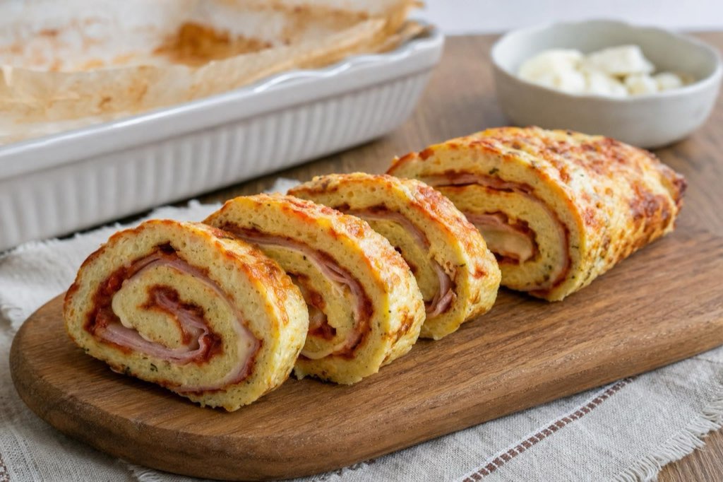 Karfiolová roláda bez múky so šunkou a mozzarellou