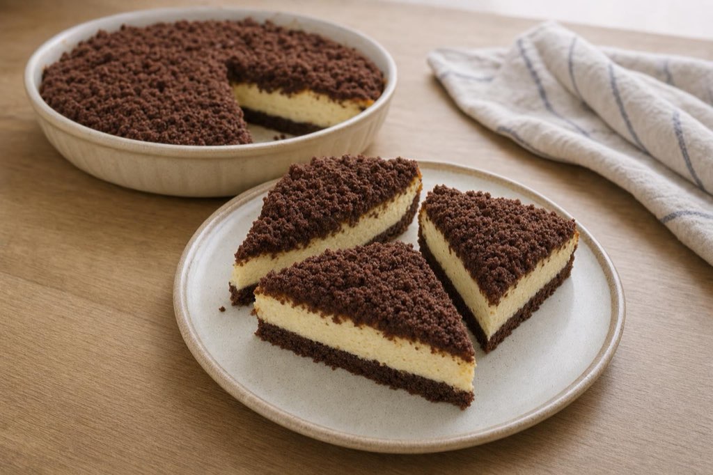 Rašelina: Slovak cocoa and quark crumb cake