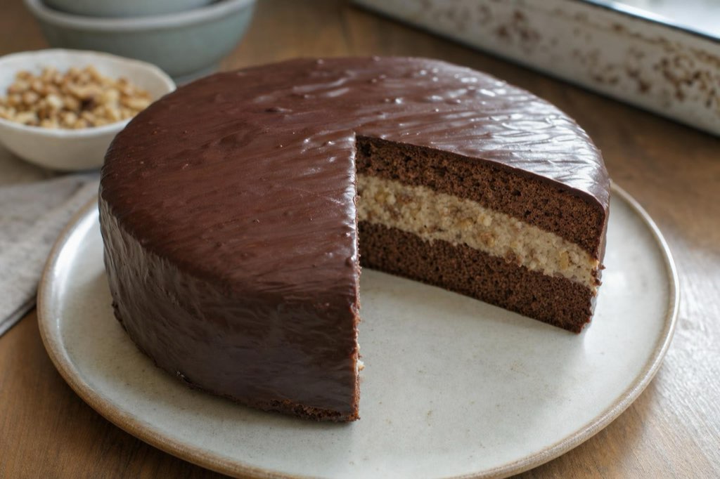 Kráľovská torta s orechmi a krémom z kondenzovaného mlieka
