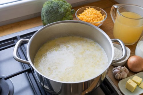 Creamy broccoli soup with cheddar