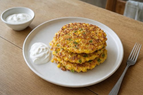 Corn fritters with scallions and cheese
