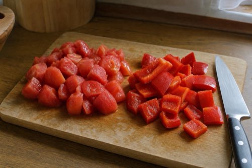 Chicken breast paprikash with tomatoes
