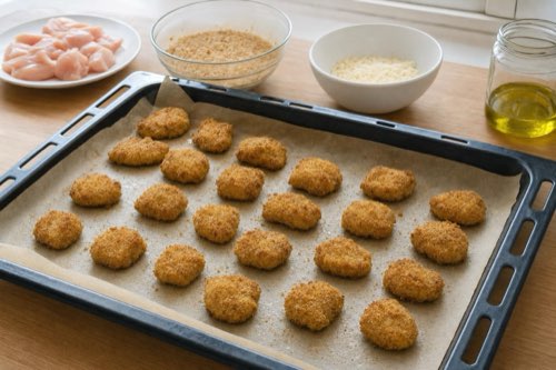 Pečené kuracie nugetky v celozrnnej strúhanke s parmezánom