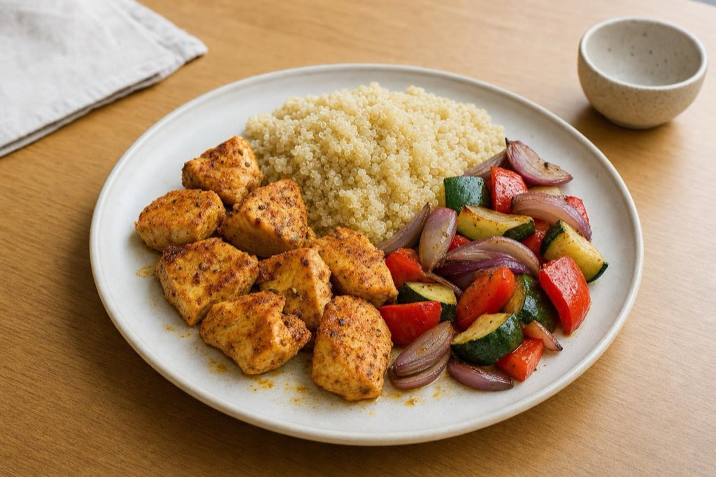 Kuracie prsia s quinoou a pečenou zeleninou – meal prep