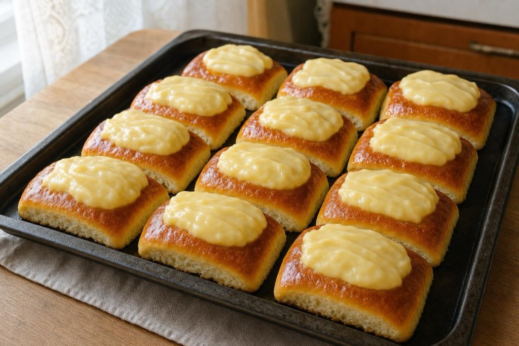 Kysnuté mini koláčiky s vanilkovým pudingovým krémom