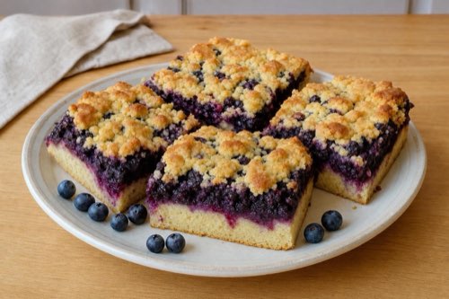 Yeasted blueberry sheet cake with streusel