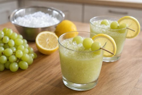 Ľadové hroznové smoothie s citrónom a minerálkou