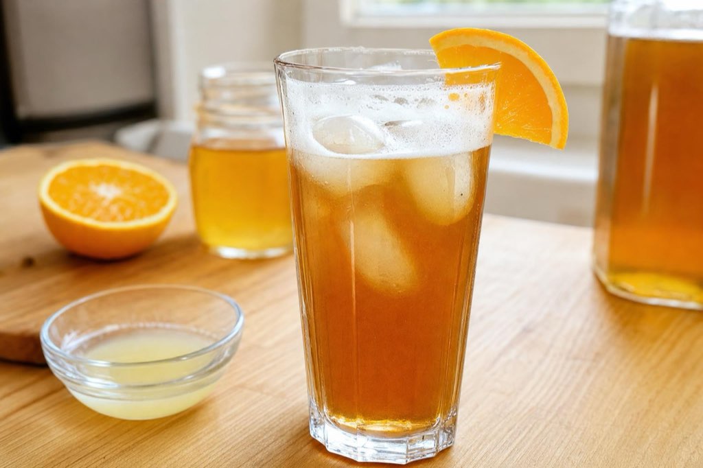 Iced tea cocktail with vodka and beer