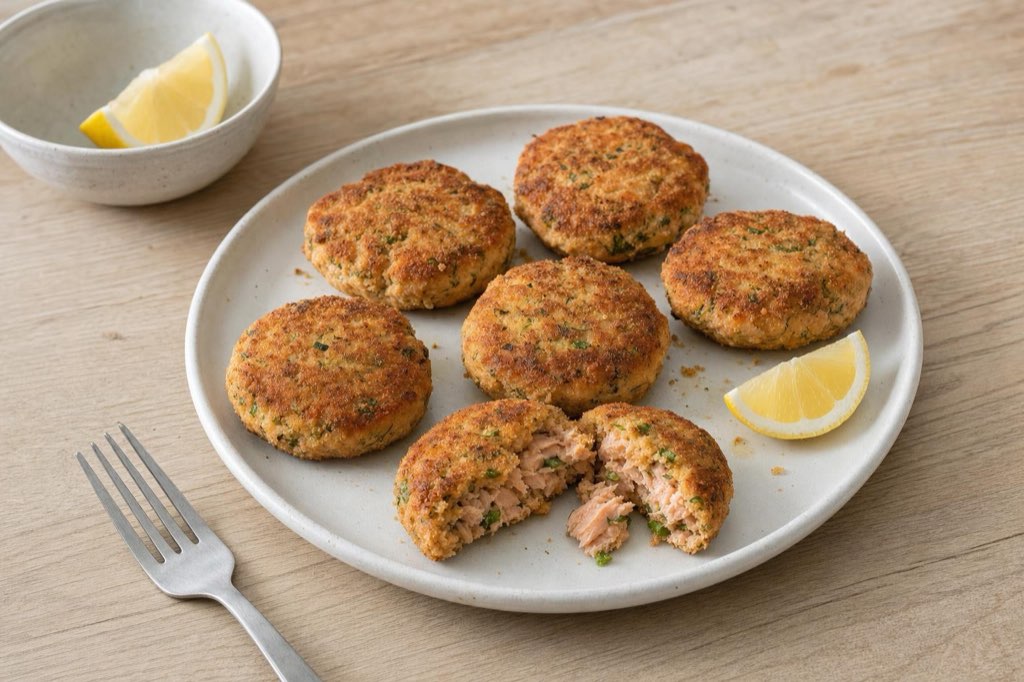 Salmon patties with dill and lemon zest