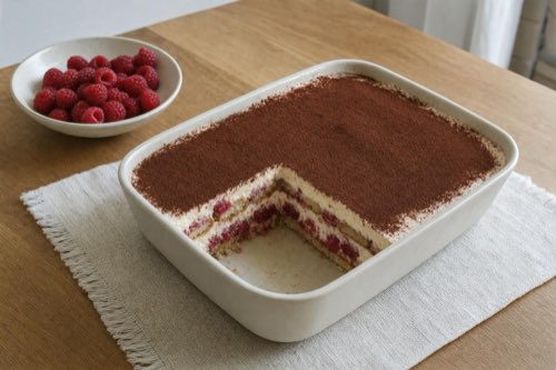 Malinové tiramisu s mascarpone a piškótami