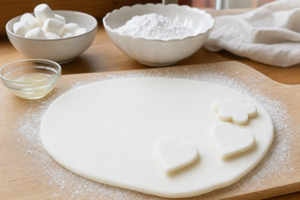 Marcipán z marshmallow na zdobenie tort