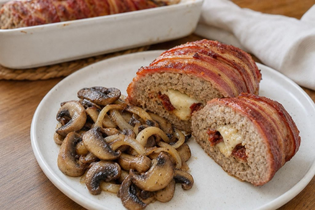 Hackbraten im Speckmantel mit Mozzarella