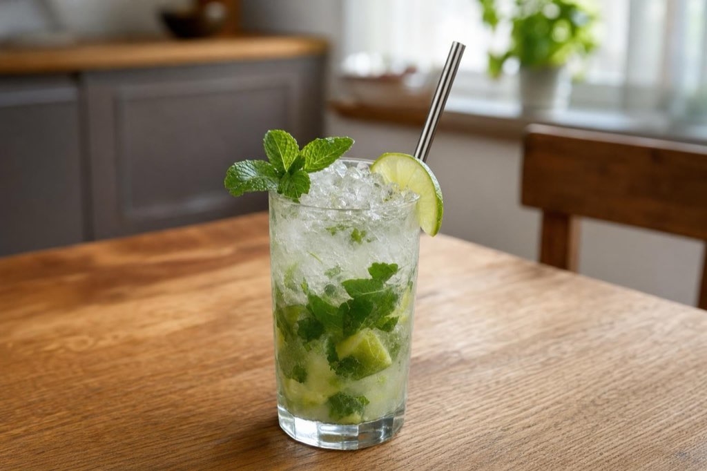 Mojito with white rum, lime, and mint