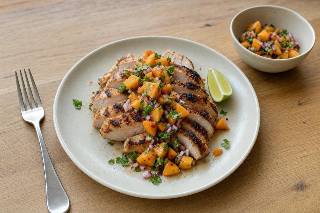 Turkey breast with peach and lime salsa